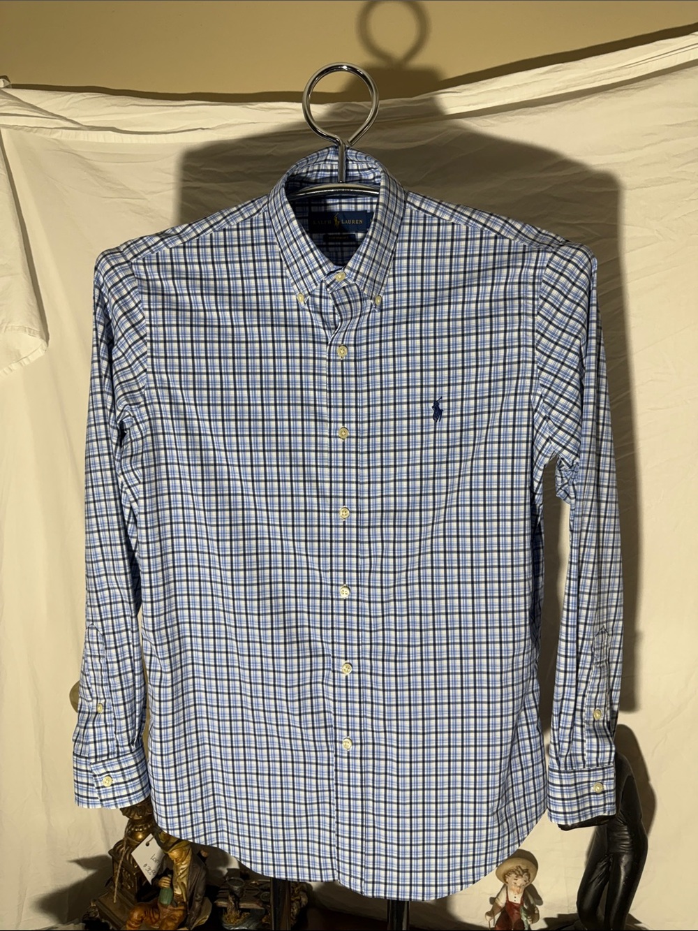 Ralph Lauren performance Light Blue and White Checked Button-Down Shirt